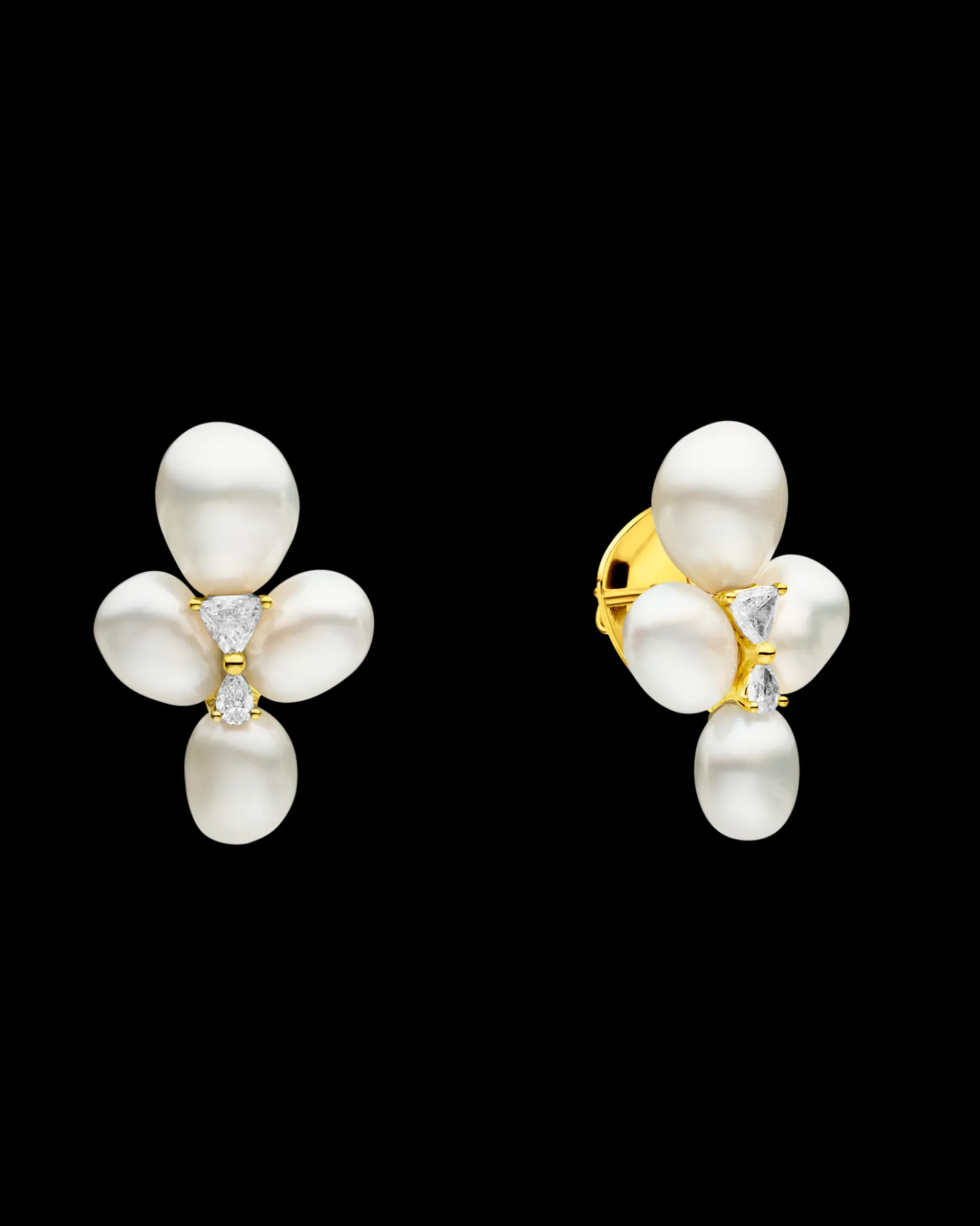 Earrings & Studs^Paspaley Diamond Keshi Cluster Stud Earrings | 7-9mm Keshi Pearls, Diamonds, and Yellow Gold YellowGold