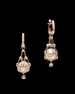 Earrings & Studs^Paspaley Diamond Lavalier Pearl Earrings | 12mm Button Pearl, Diamonds, and Rose Gold RoseGold