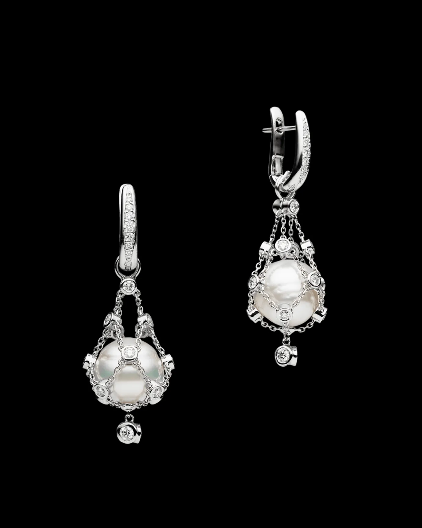 Earrings & Studs^Paspaley Diamond Lavalier Pearl Earrings | 12mm Circle Pearls, Diamonds, and White Gold WhiteGold