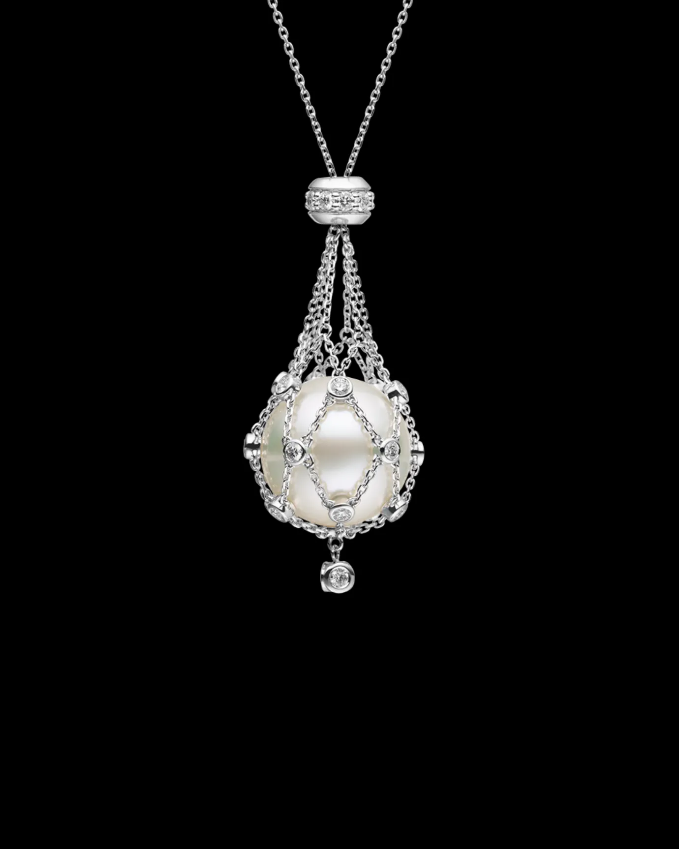 Necklaces & Pendants^Paspaley Diamond Lavalier Pearl Necklace | 15mm Round Pearl, Diamonds, and White Gold