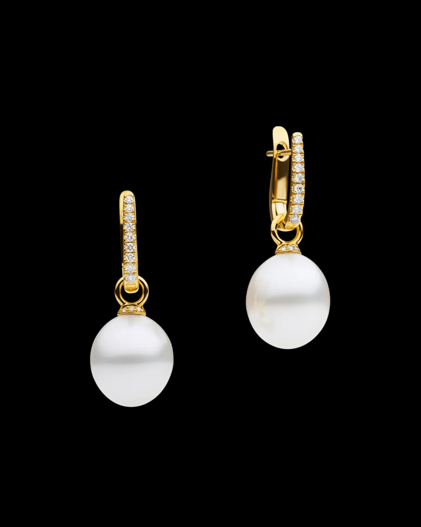 Earrings & Studs^Paspaley Diamond Pearls My Way Earrings | 12mm Oval Pearls, Diamonds, and Yellow Gold YellowGold