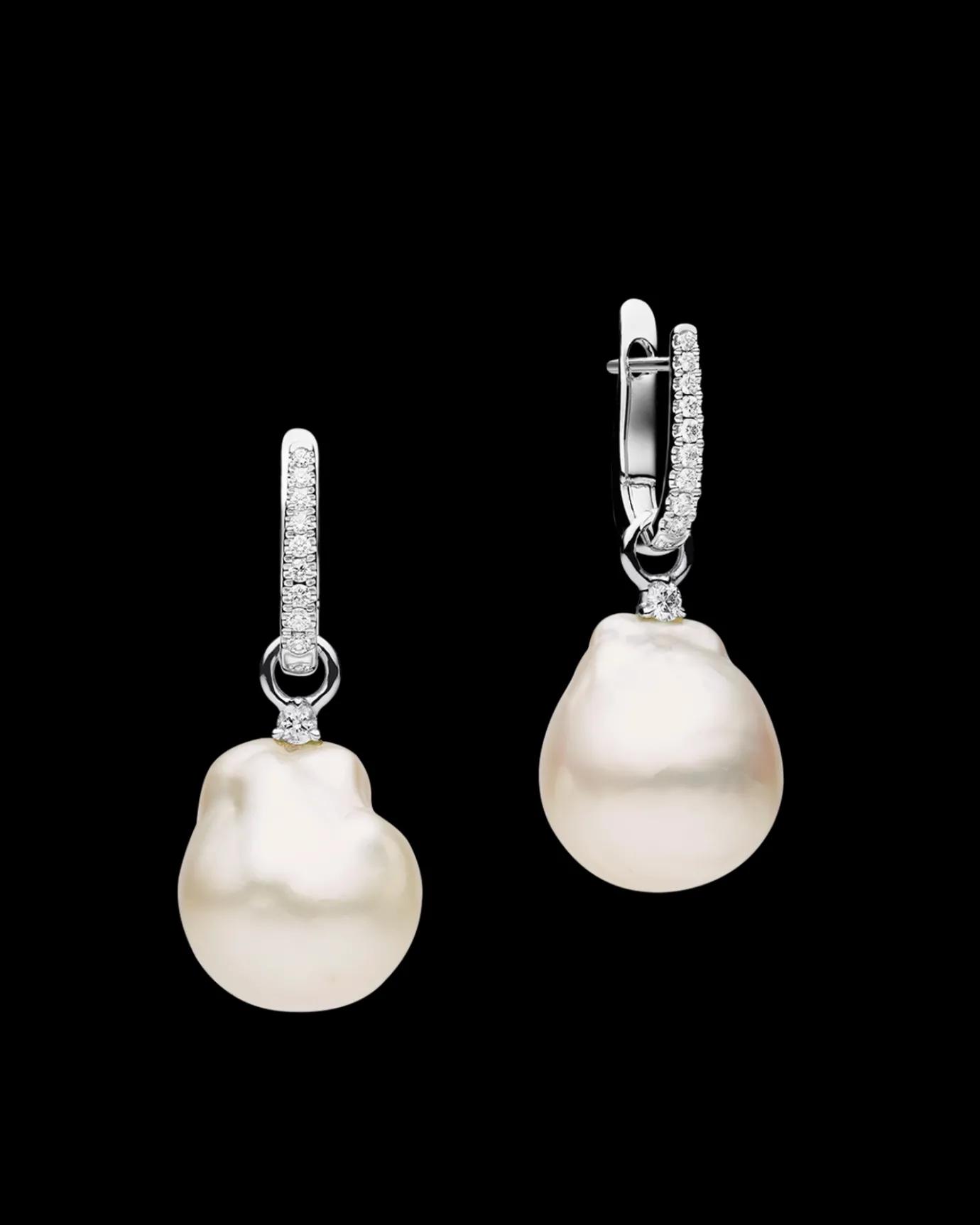 Earrings & Studs^Paspaley Diamond Pearls My Way Earrings | 14mm Baroque Pearls, Diamonds, and White Gold WhiteGold