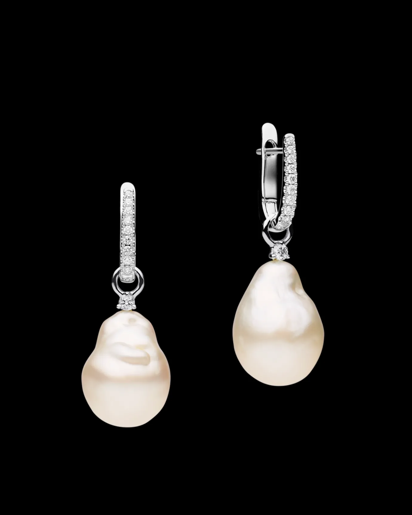 Earrings & Studs^Paspaley Diamond Pearls My Way Earrings | 12mm Baroque Pearls, Diamonds, and White Gold WhiteGold