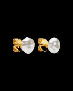 Earrings & Studs^Paspaley Diamond Sea Buoy and Keshi Stud Pearl Earrings | 12mm Semi-Round Pearls, Diamond, and Yellow Gold YellowGold