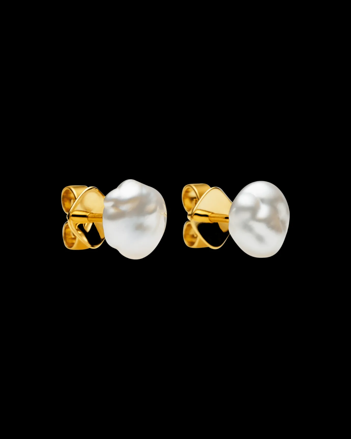 Earrings & Studs^Paspaley Diamond Sea Buoy and Keshi Stud Pearl Earrings | 12mm Semi-Round Pearls, Diamond, and Yellow Gold YellowGold