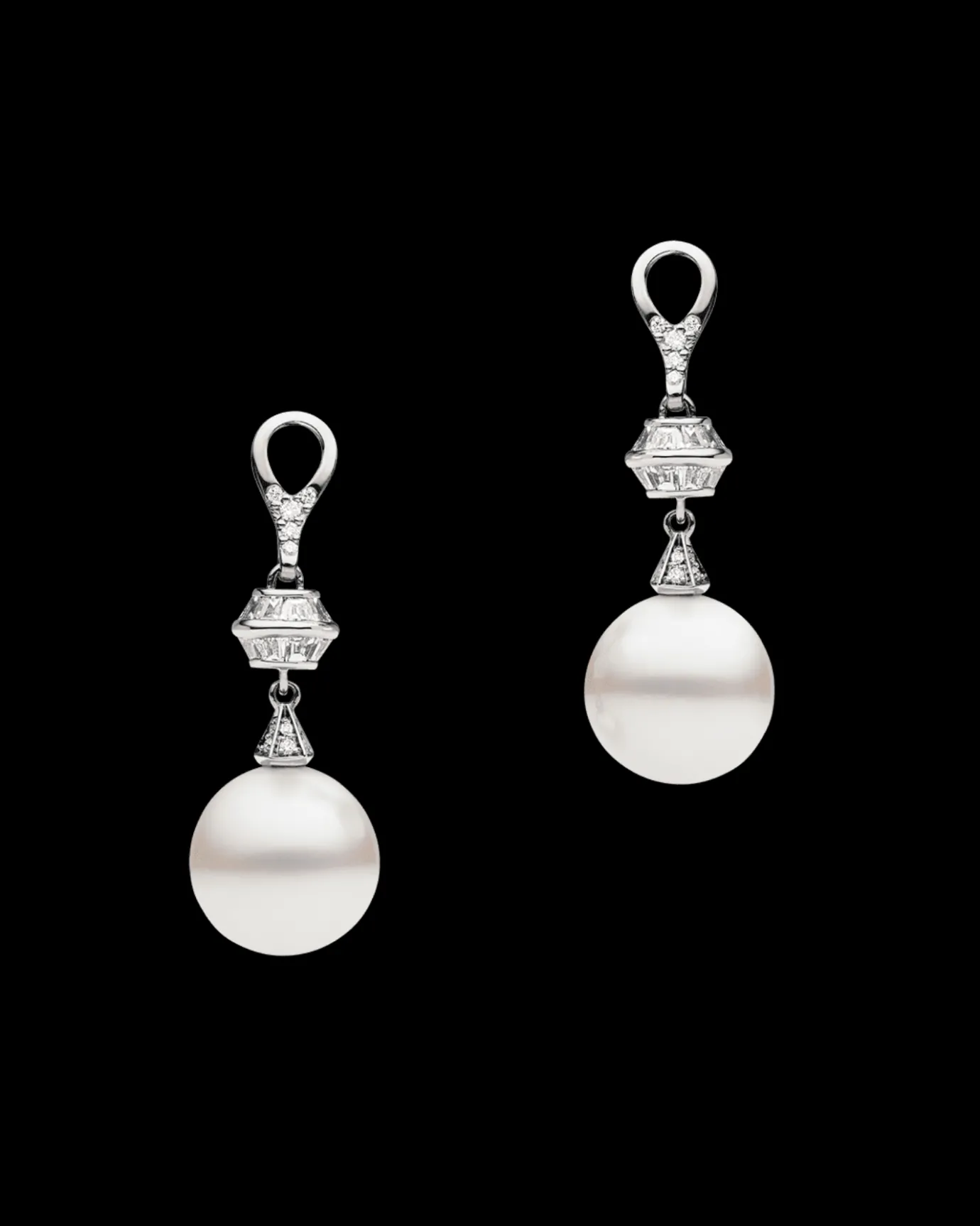 Chains, Charms & Accessories | Earrings & Studs^Paspaley Diamond Sea Buoy Pearl Earring Enhancers | 12mm Semi-Round Pearl, Diamonds and White Gold WhiteGold