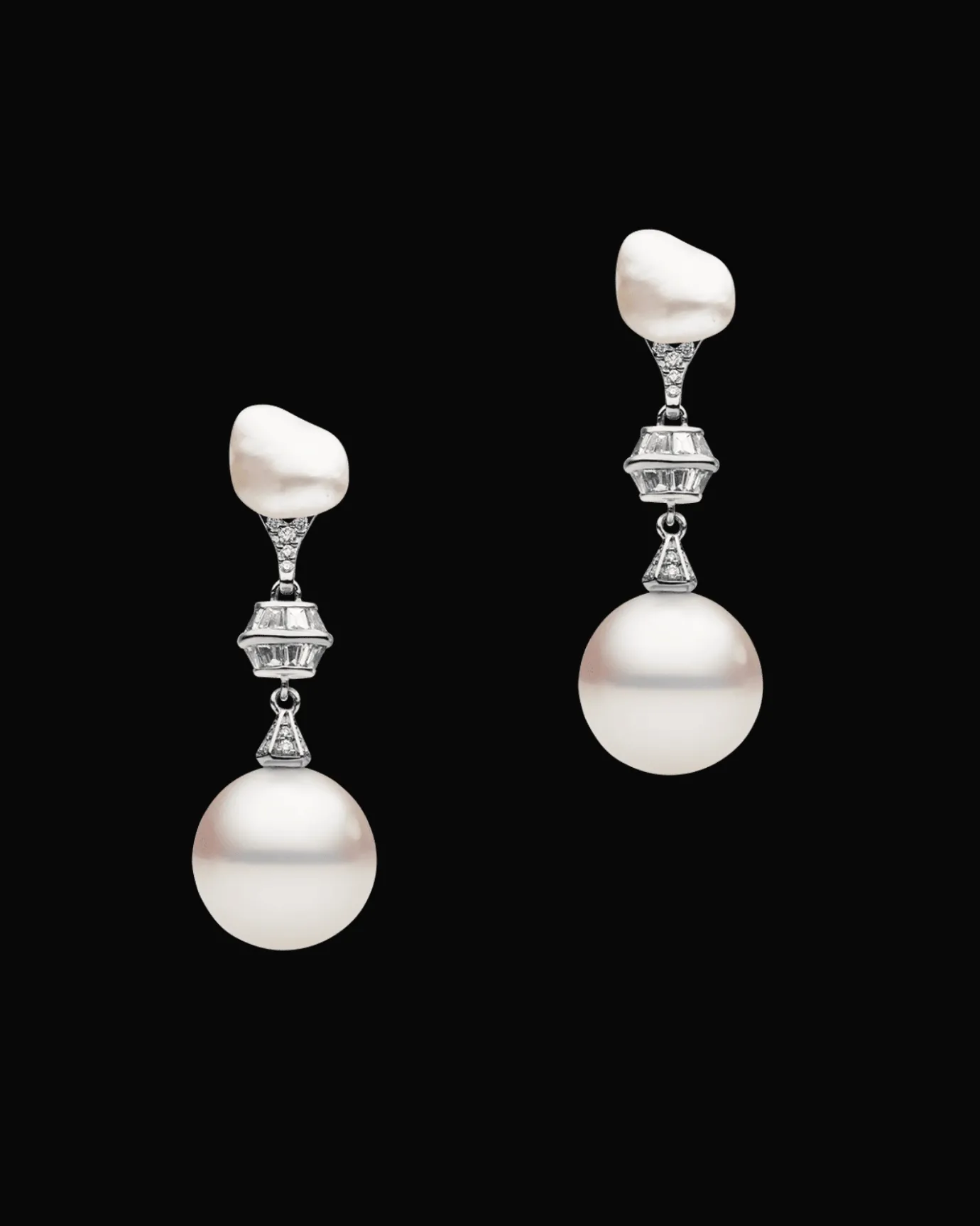 Chains, Charms & Accessories | Earrings & Studs^Paspaley Diamond Sea Buoy Pearl Earring Enhancers | 12mm Semi-Round Pearl, Diamonds and White Gold WhiteGold