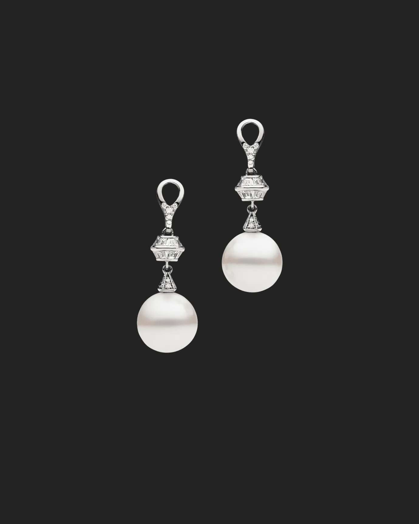 Earrings & Studs^Paspaley Diamond Sea Buoy Pearl Earrings | 12mm Semi-Round Pearls, Diamond, and White Gold WhiteGold
