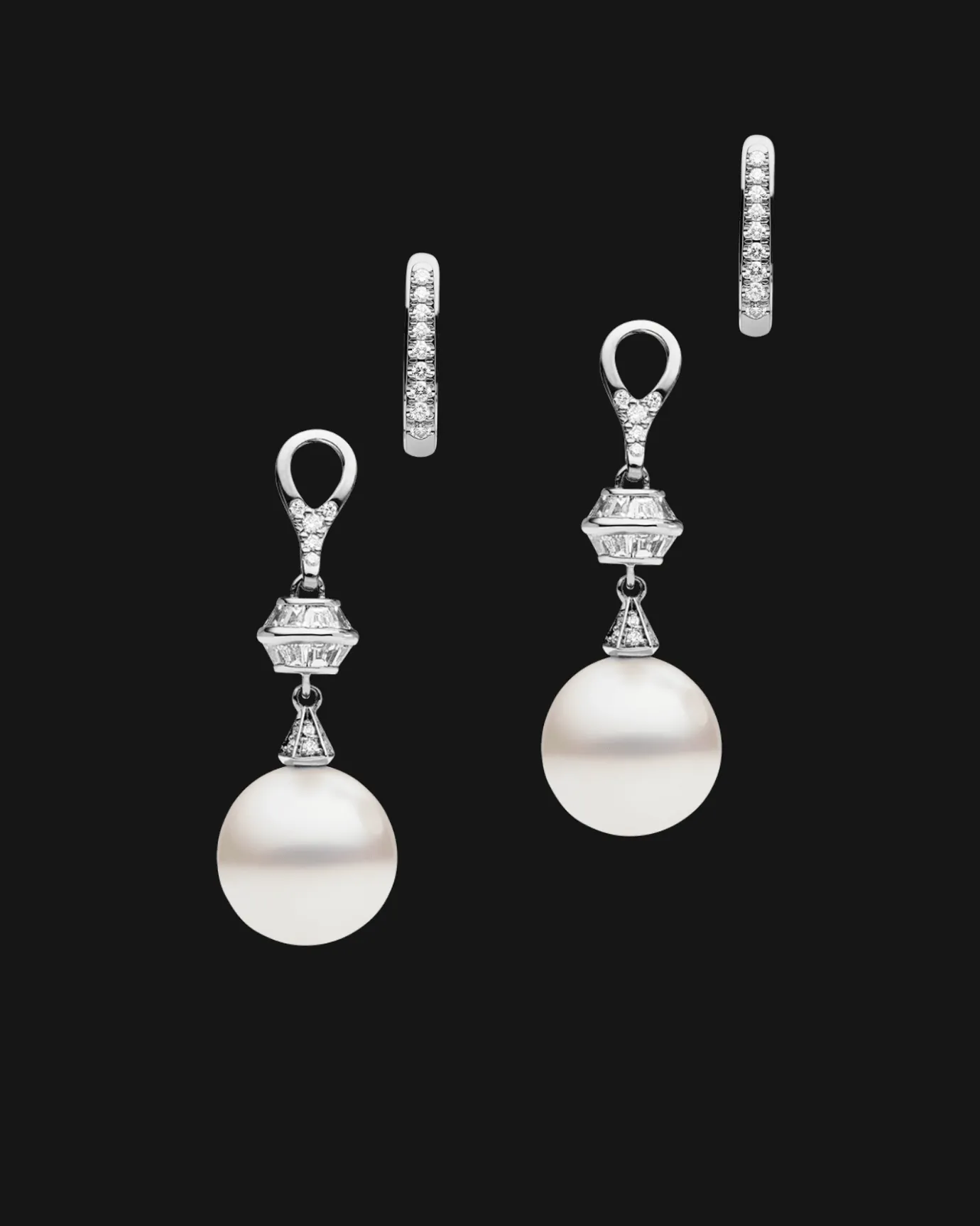 Earrings & Studs^Paspaley Diamond Sea Buoy Pearl Earrings | 12mm Semi-Round Pearls, Diamond, and White Gold WhiteGold