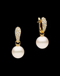 Earrings & Studs^Paspaley Diamond Touchstone Pearls My Way Earrings | 12mm Round Pearls, Diamonds and Yellow Gold YellowGold