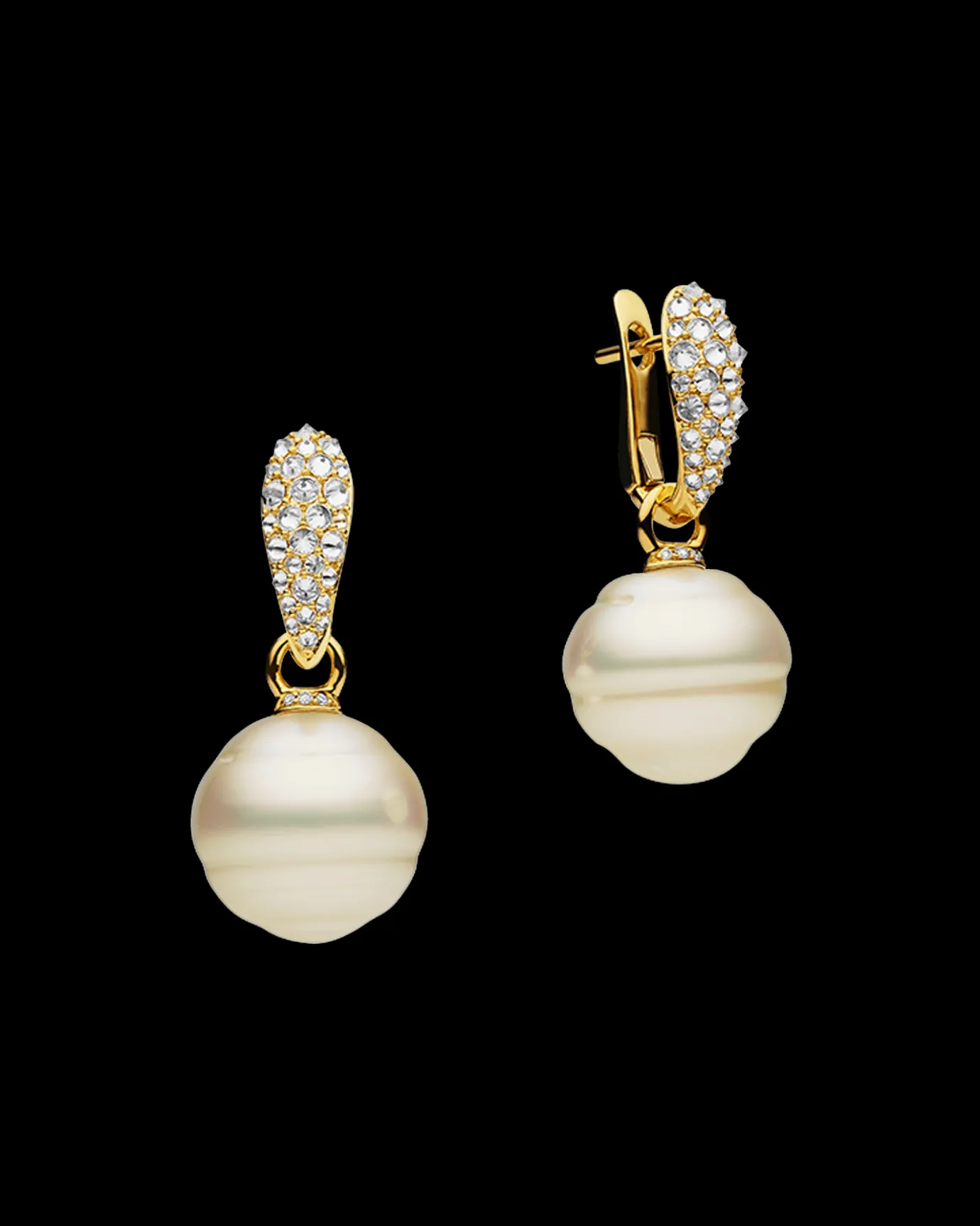 Earrings & Studs^Paspaley Diamond Touchstone Pearls My Way Earrings | 14mm Circle Pearls, Diamonds and Yellow Gold YellowGold