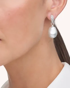 Earrings & Studs^Paspaley Diamond Touchstone Pearls My Way Earrings | 14mm Baroque Pearls, Diamonds, and White Gold WhiteGold