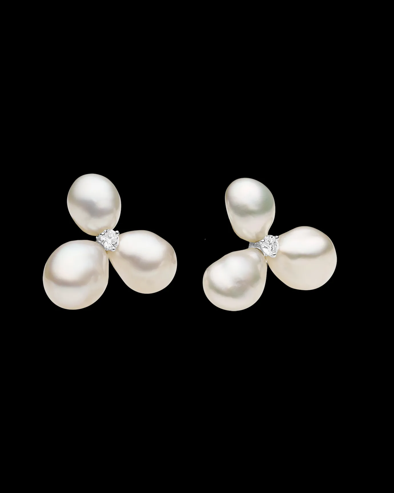 Earrings & Studs^Paspaley Diamond Triple Keshi Pearl Stud Earrings | 7-9mm Keshi Pearls, Diamonds, and Platinum