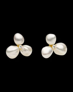 Earrings & Studs^Paspaley Diamond Triple Keshi Pearl Stud Earrings | 7-9mm Keshi Pearls, Diamonds, and Yellow Gold YellowGold