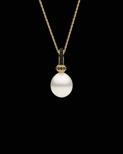 Necklaces & Pendants^Paspaley Dive Thimble Pearl Pendant | 13mm Oval Pearl, Black Spinel, and Yellow Gold YellowGold
