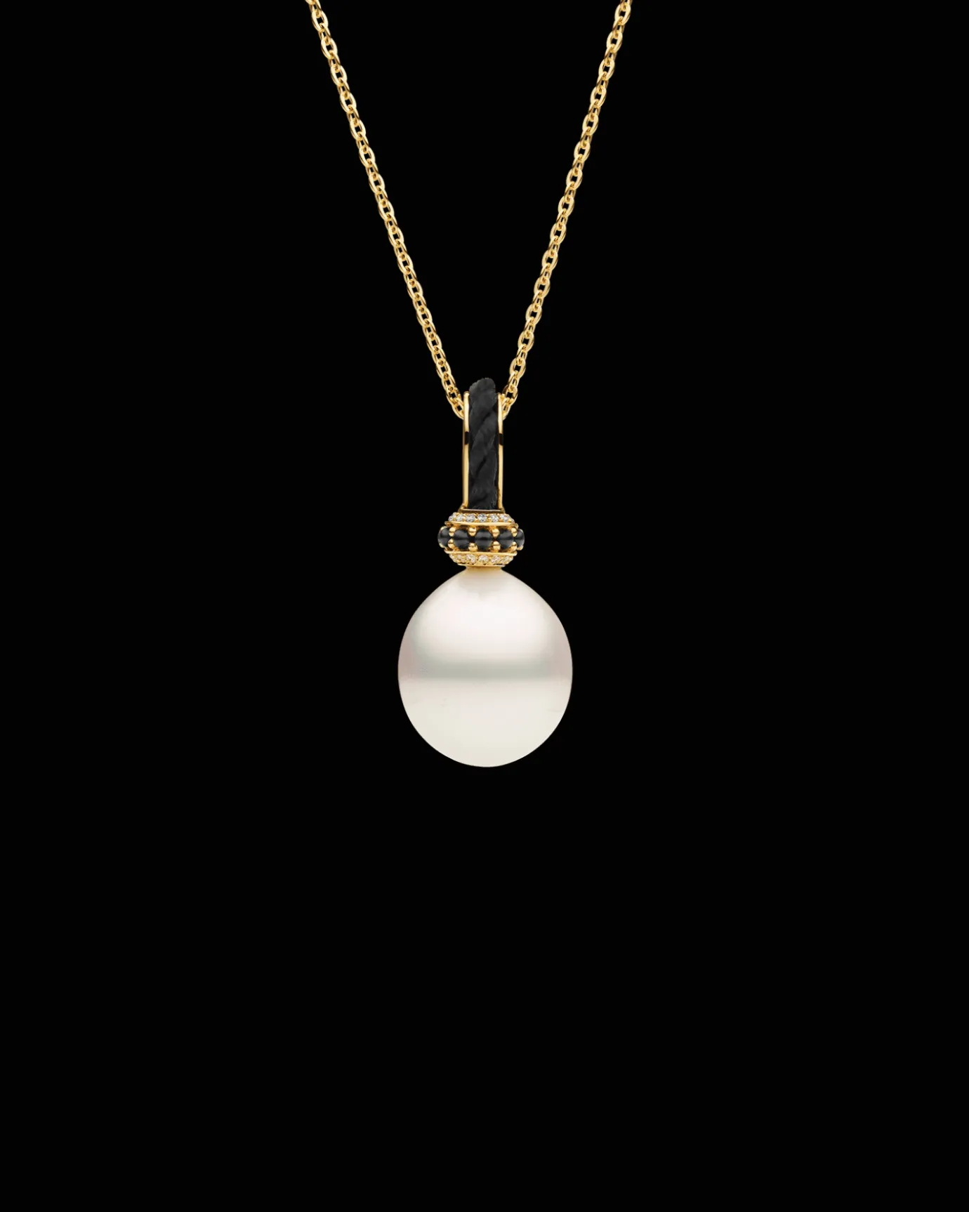 Necklaces & Pendants^Paspaley Dive Thimble Pearl Pendant | 13mm Oval Pearl, Black Spinel, and Yellow Gold YellowGold