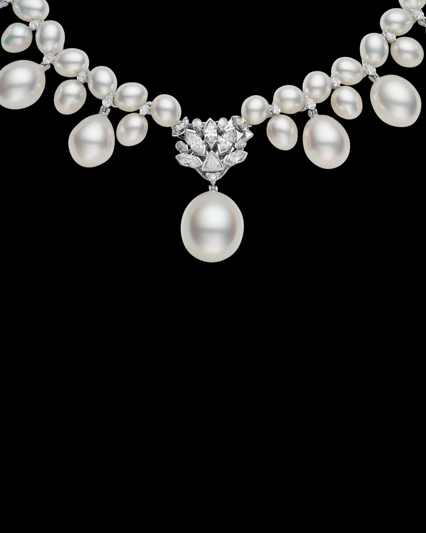 Necklaces & Pendants^Paspaley Drop Pearl Collier | 7-15mm Pearls, Diamonds, and Platinum