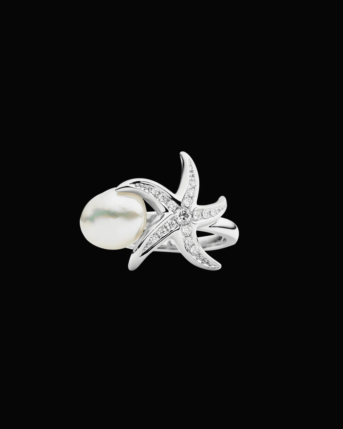 Rings^Paspaley Embrace the Sea Pearl Ring | 10mm Keshi Pearl, Diamonds, and White Gold WhiteGold