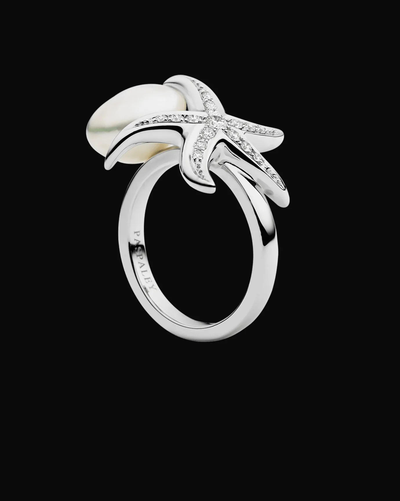 Rings^Paspaley Embrace the Sea Pearl Ring | 10mm Keshi Pearl, Diamonds, and White Gold WhiteGold