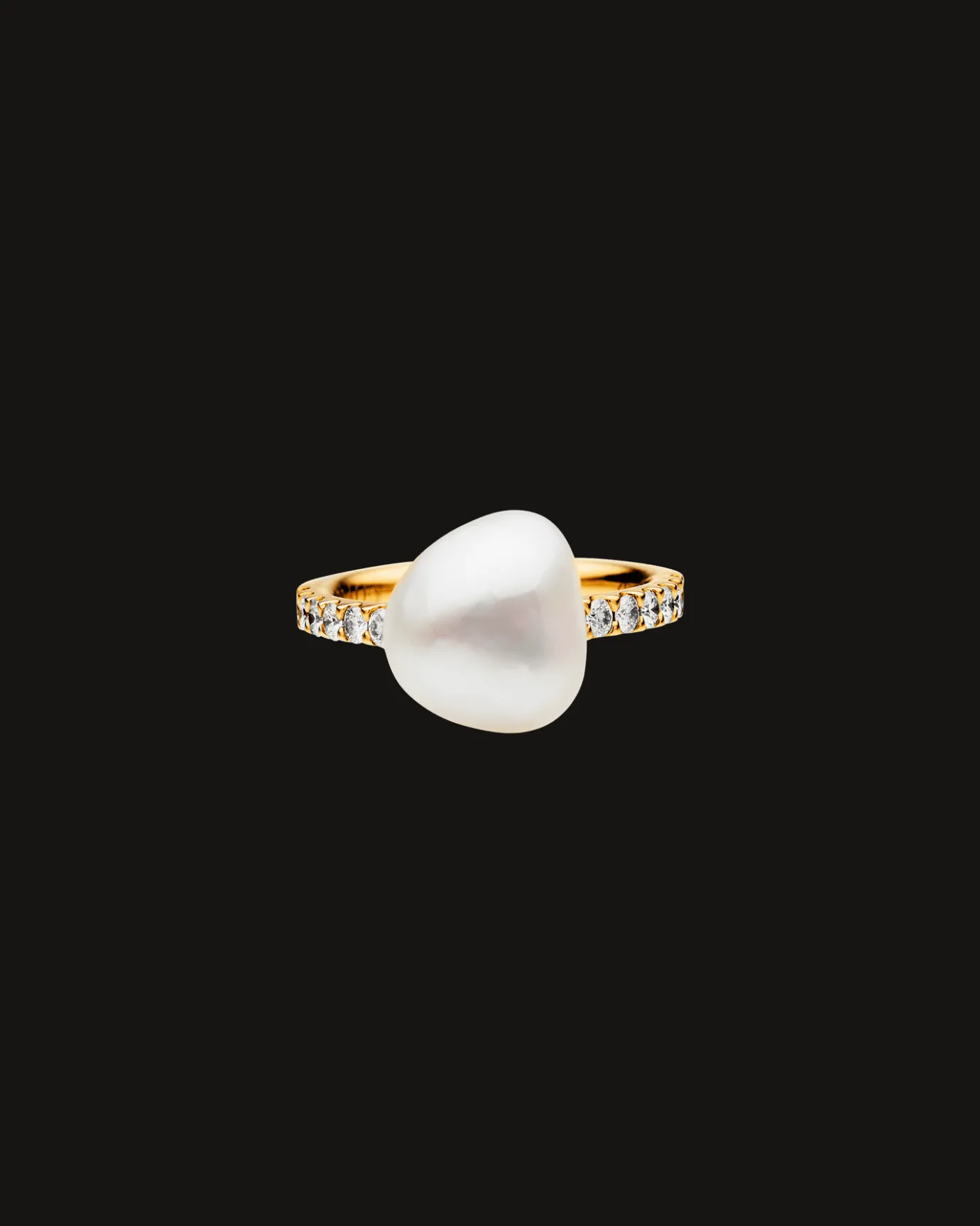 Rings^Paspaley Eternity Pearl Ring | 10mm Keshi Pearl, Diamonds, and Yellow Gold YellowGold