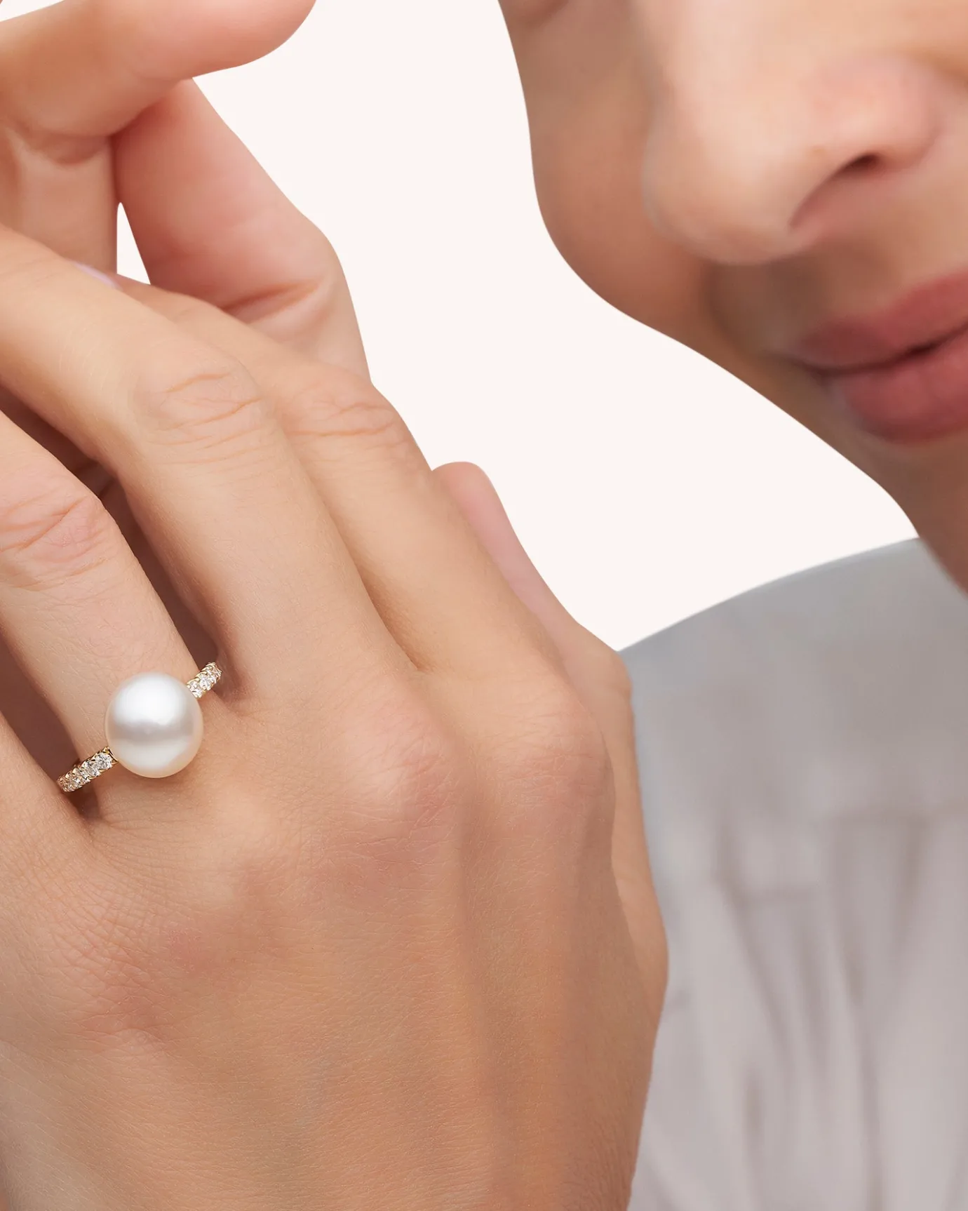 Rings^Paspaley Eternity Pearl Ring | 10mm Keshi Pearl, Diamonds, and Yellow Gold YellowGold