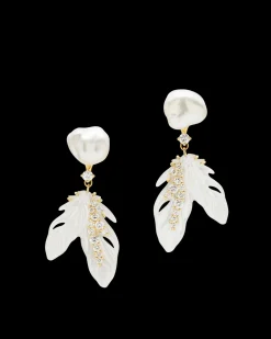 Earrings & Studs^Paspaley Feather Mother of Pearl and Keshi Stud Earrings | 8mm Keshi Pearls, Mother Of Pearl, Diamonds and Yellow Gold