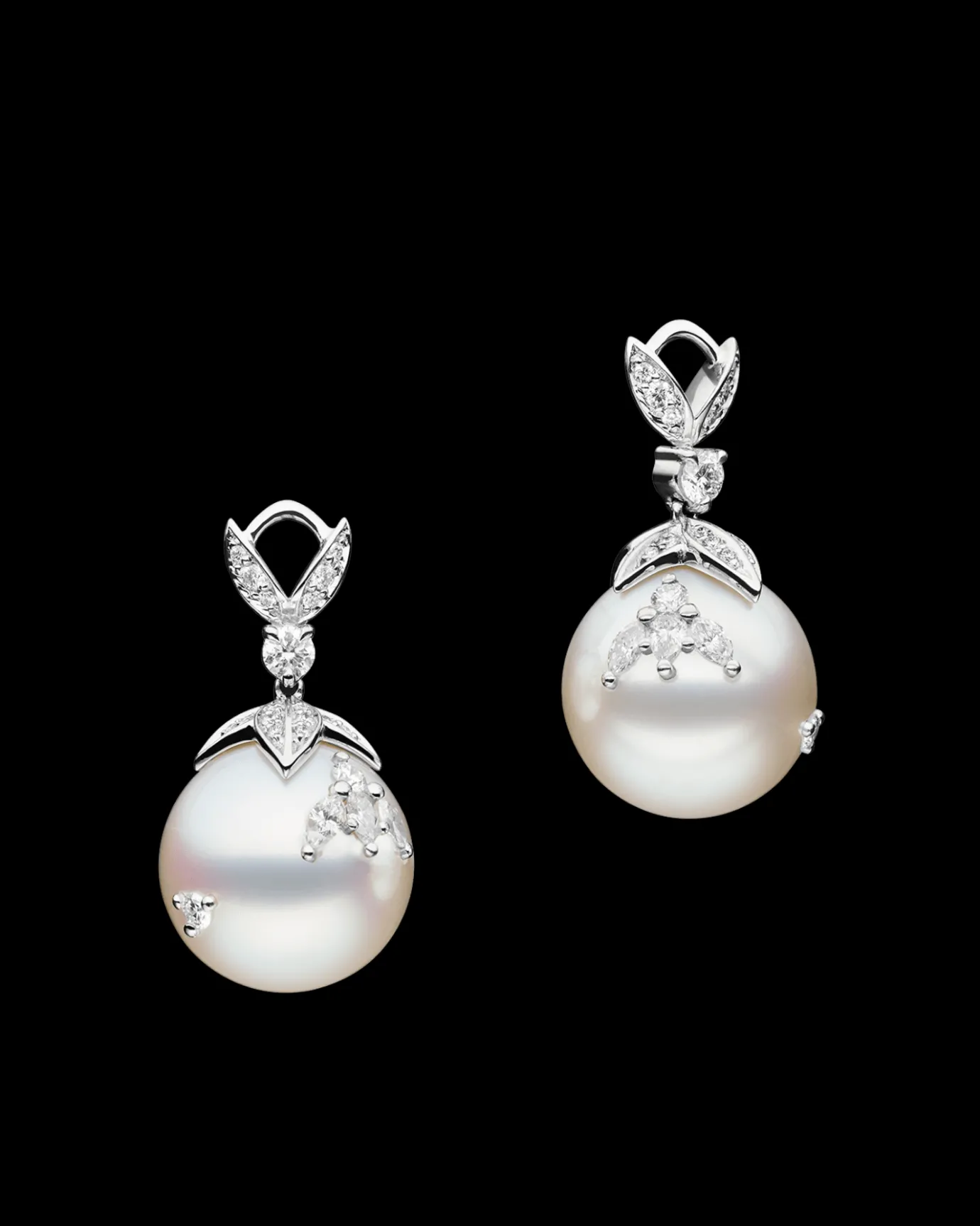 Chains, Charms & Accessories | Earrings & Studs^Paspaley Full Moon Pearl Earring Enhancers | 14mm Round Pearls, Diamonds, and White Gold WhiteGold