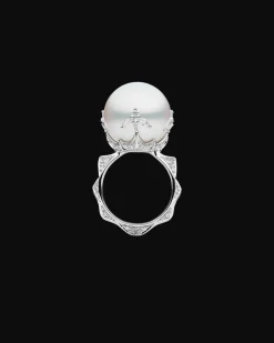 Rings^Paspaley Full Moon Pearl Ring | 16mm Round Pearl, Diamonds, and White Gold WhiteGold