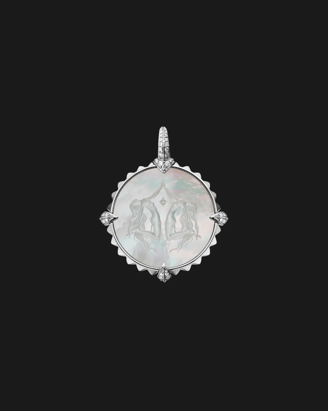 Chains, Charms & Accessories^Paspaley Gemini Coin Charm | Mother of Pearl, Diamonds, and White Gold WhiteGold