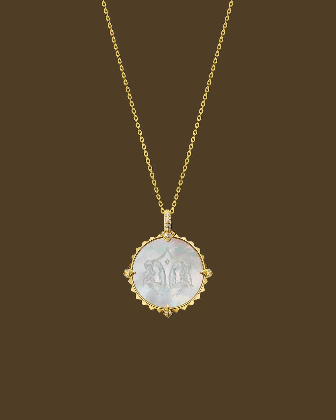 Chains, Charms & Accessories^Paspaley Gemini Coin Charm | Mother of Pearl, Diamonds, and Yellow Gold YellowGold