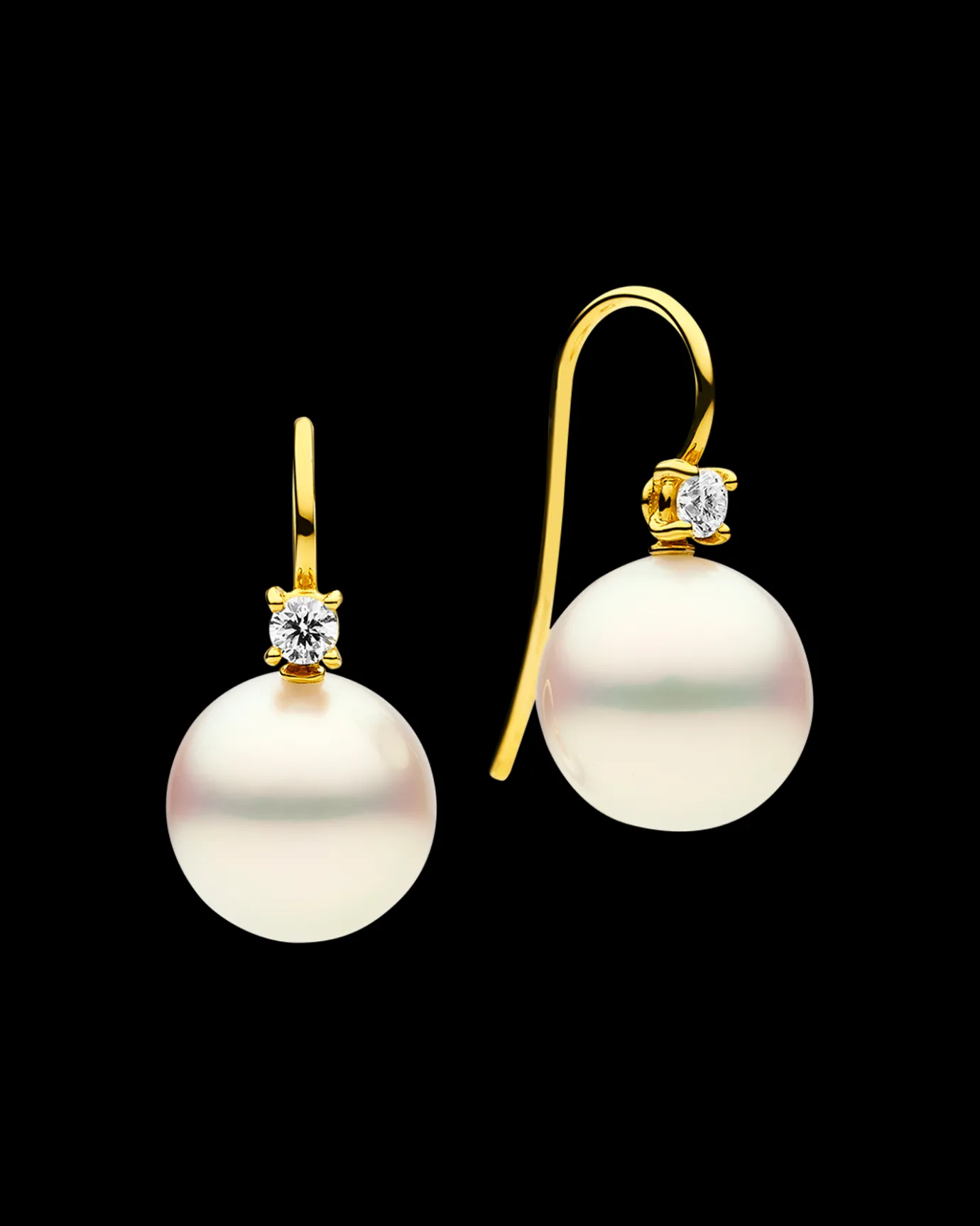 Earrings & Studs^Paspaley Grace Pearl Earrings | 11mm Round Pearls, Diamonds, and Yellow Gold YellowGold