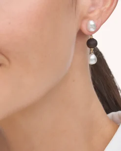 Chains, Charms & Accessories | Earrings & Studs^Paspaley Kimberley Dusk Pearl Earring Enhancers | 7mm Keshi Pearls, Dark Sandalwood, and Yellow Gold YellowGold
