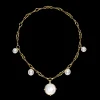 Necklaces & Pendants^Paspaley Layered Dive Charm Necklace | 13mm Oval Pearls, 12mm Circle Pearls, Mother of Pearl, and Yellow Gold YellowGold