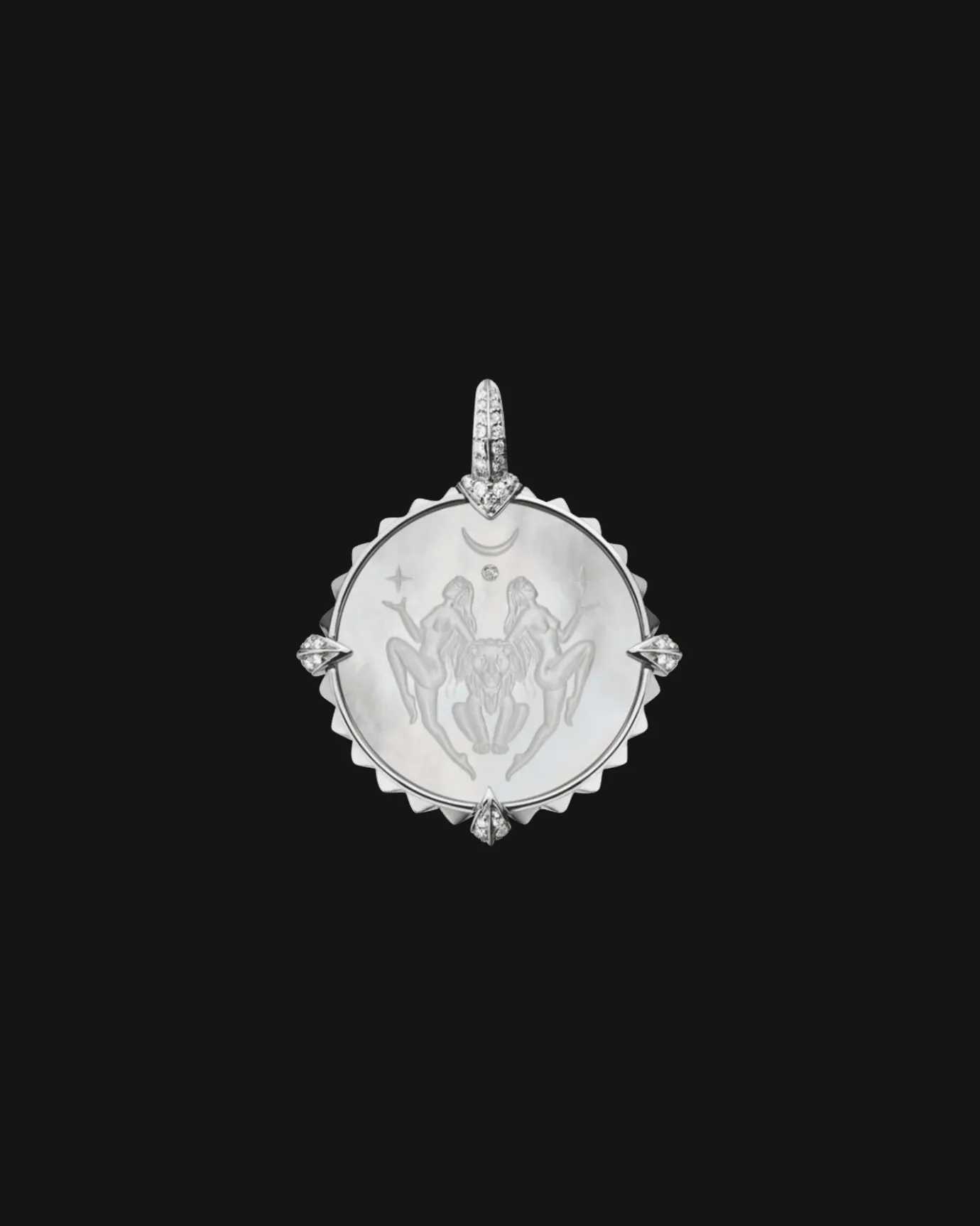 Chains, Charms & Accessories^Paspaley Leo Coin Charm | Mother of Pearl, Diamonds, and White Gold WhiteGold