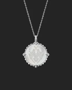Chains, Charms & Accessories^Paspaley Leo Coin Charm | Mother of Pearl, Diamonds, and White Gold WhiteGold