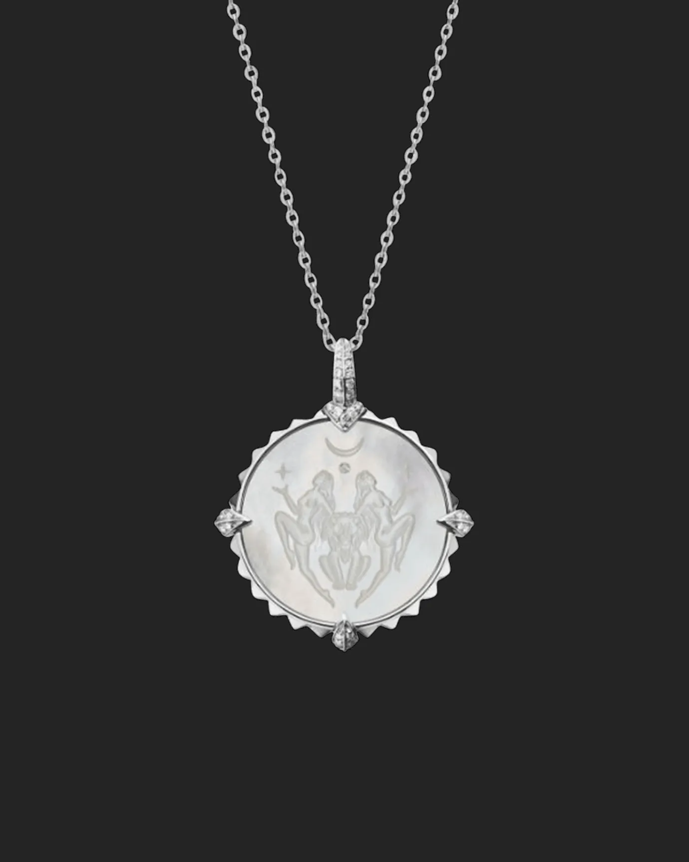 Chains, Charms & Accessories^Paspaley Leo Coin Charm | Mother of Pearl, Diamonds, and White Gold WhiteGold