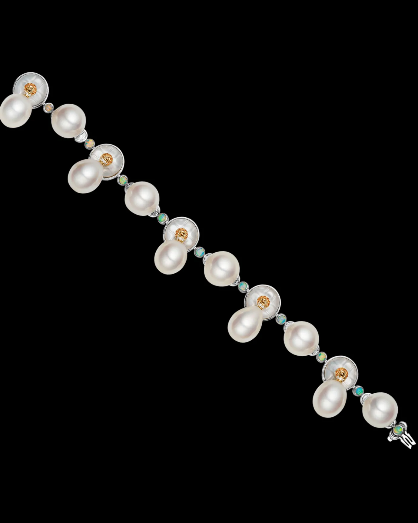 Bracelets^Paspaley Lunar Solar Pearl Bracelet | 9-11mm Pearls, Orange Sapphires, and White Gold WhiteGold