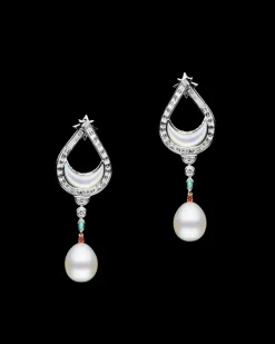 Earrings & Studs^Paspaley Lunar Solar Pearl Earrings | 11mm Drop Pearls, Orange Sapphires, and White Gold WhiteGold
