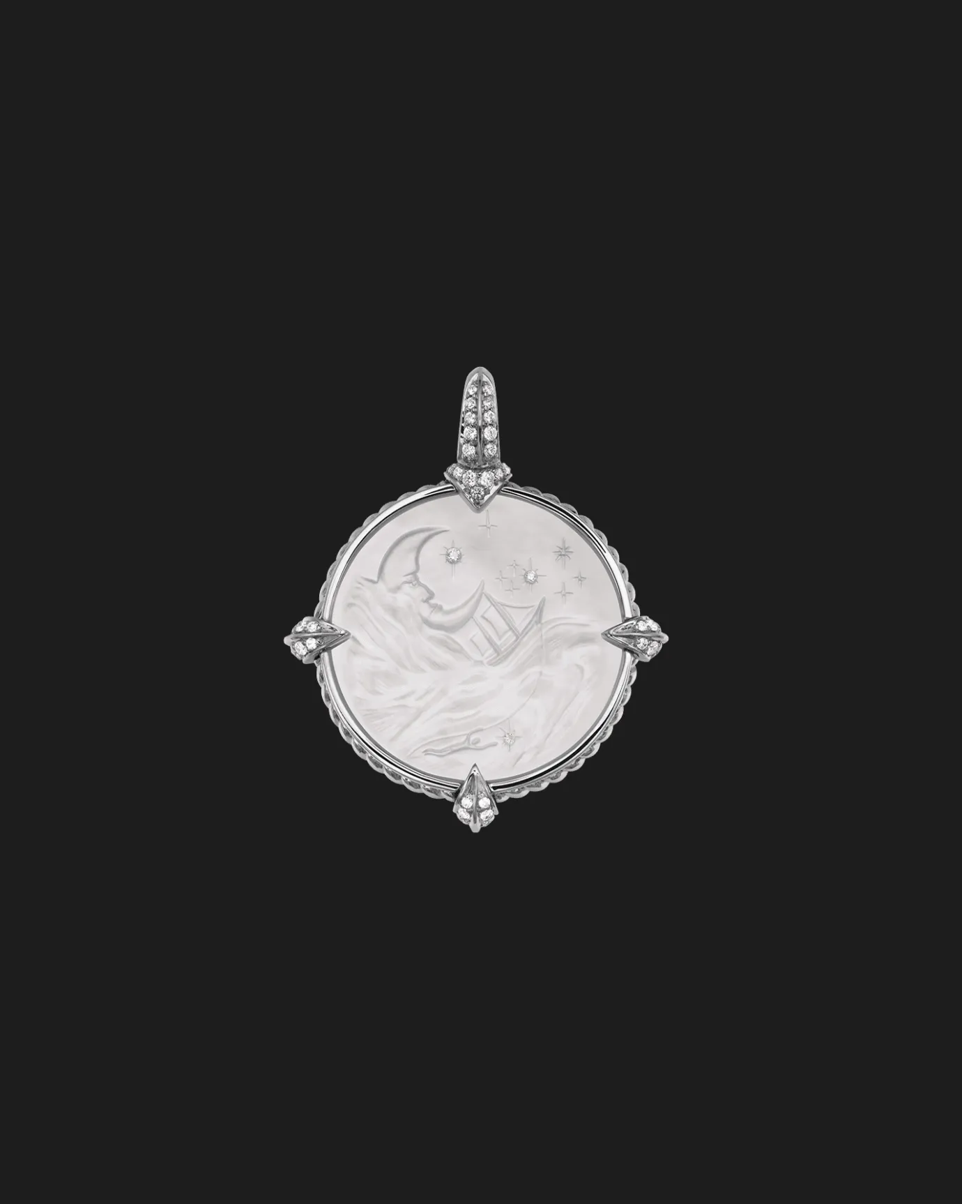 Chains, Charms & Accessories^Paspaley Mermaid Coin Charm | Mother of Pearl, Diamonds, and White Gold WhiteGold