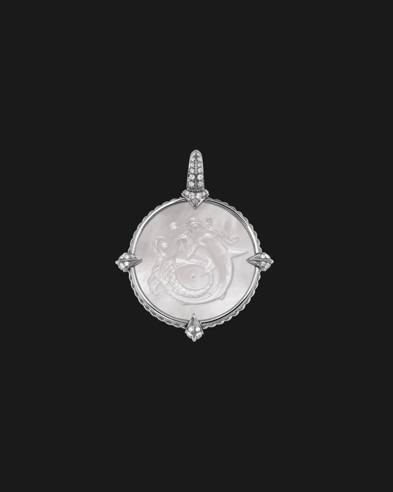 Chains, Charms & Accessories^Paspaley Mermaid Coin Charm | Mother of Pearl, Diamonds, and White Gold WhiteGold