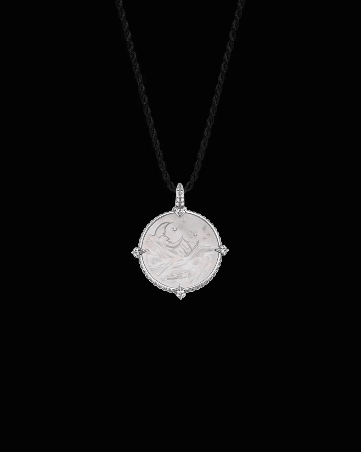 Chains, Charms & Accessories^Paspaley Mermaid Coin Charm | Mother of Pearl, Diamonds, and White Gold WhiteGold