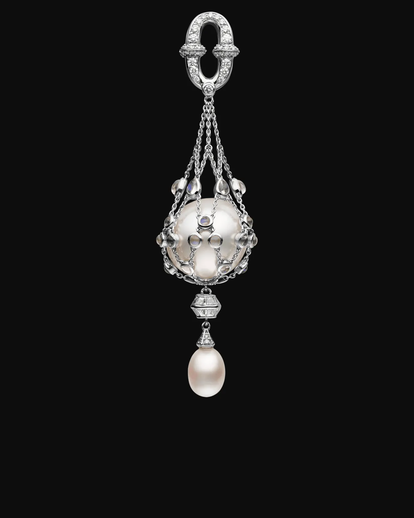 Necklaces & Pendants^Paspaley Moonstone Anchored Lavalier Pearl Necklace | 18mm Round Pearl, Moonstone, and White Gold WhiteGold