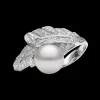 Rings^Paspaley Night Bird Feather Pearl Ring | 15mm Round Pearl, Diamonds, and White Gold WhiteGold