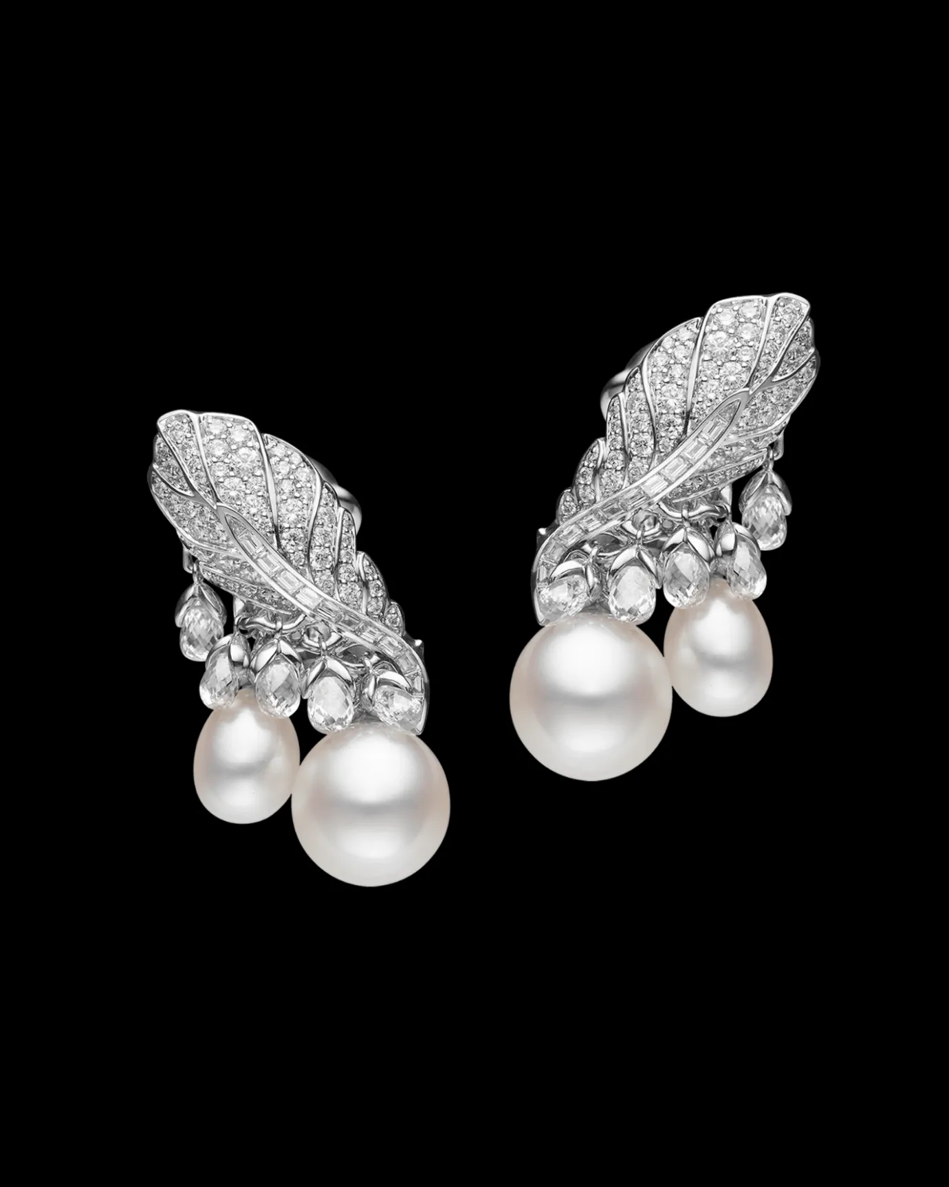 Earrings & Studs^Paspaley Night Bird Feather Pearl Earrings | 7-10mm Keshi Pearls, Diamonds, and White Gold WhiteGold