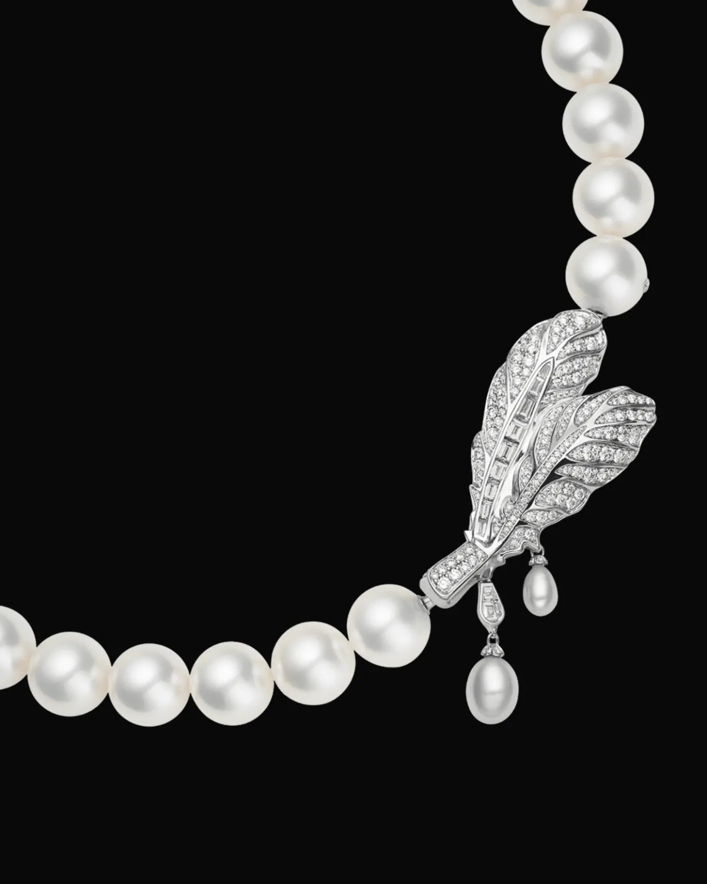 Clasps & Brooches^Paspaley Night Bird Feather Pearl Brooch Clasp | 5-7mm Keshi Pearls, Diamonds, and White Gold WhiteGold