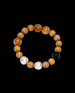 Bracelets^Paspaley Onyx Kimberley Dawn Double Pearl Bracelet | 12mm Circle Pearls, Onyx, and Sandalwood YellowGold