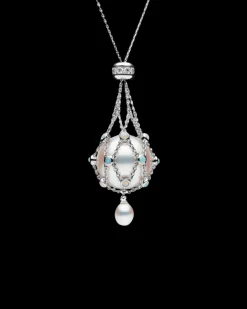 Necklaces & Pendants^Paspaley Opal Lavalier Pearl Necklace | 15mm Round Pearl, Opals, and White Gold WhiteGold