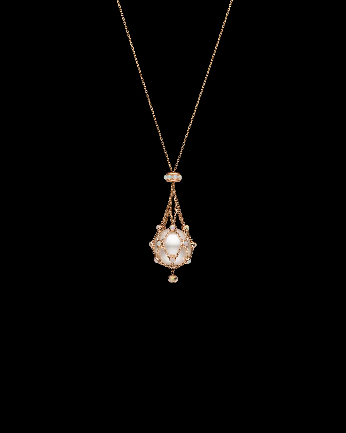 Necklaces & Pendants^Paspaley Opal Lavalier Pearl Necklace | 15mm Button Pearl, Opals and Rose Gold RoseGold