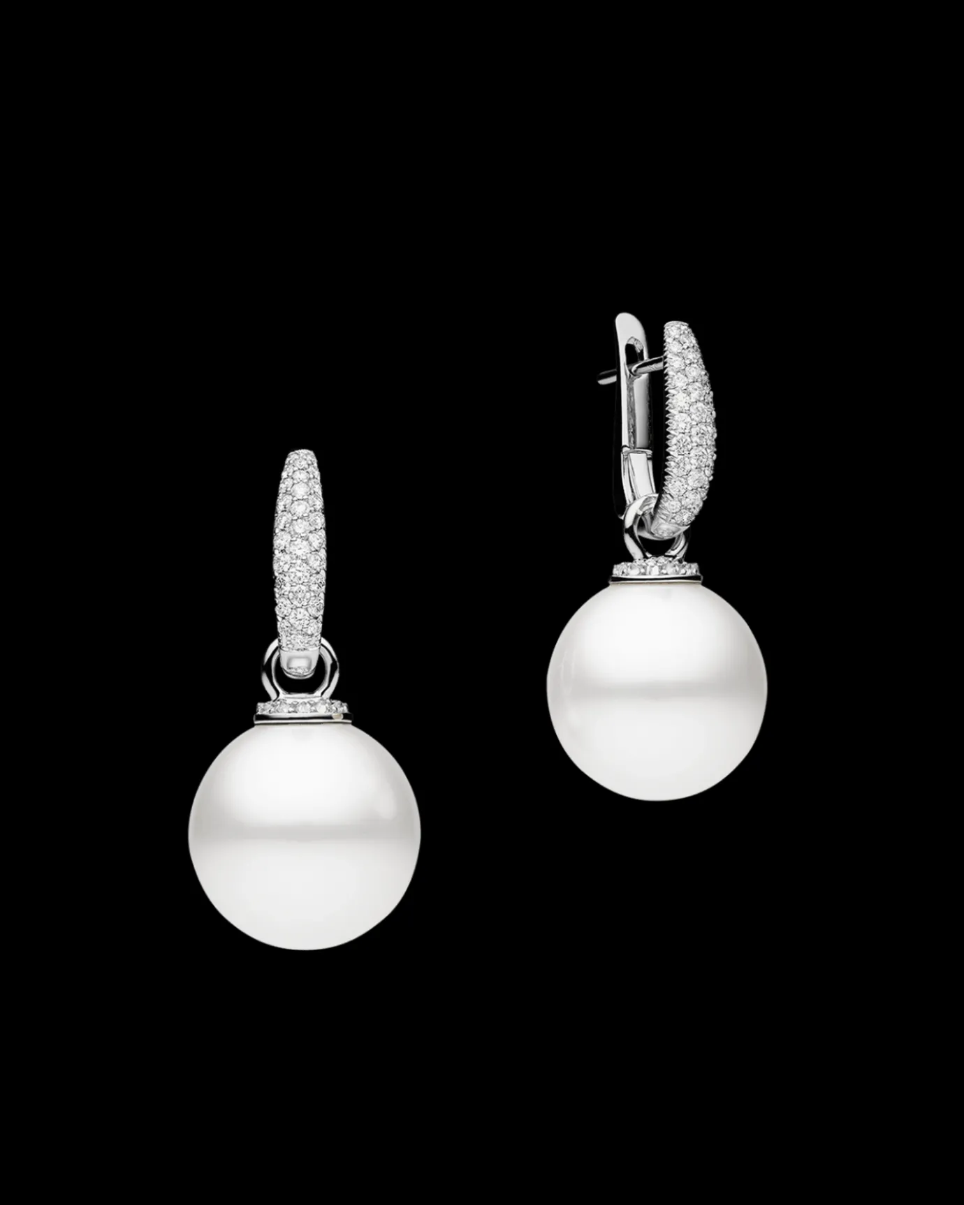 Earrings & Studs^Paspaley Pavé Diamond Pearls My Way Earrings | 14mm Round Pearls, Diamonds, and White Gold WhiteGold