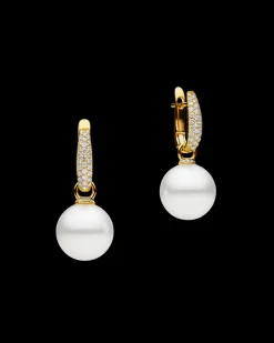 Earrings & Studs^Paspaley Pavé Diamond Pearls My Way Earrings | 12mm Round Pearls, Diamonds, and Yellow Gold YellowGold